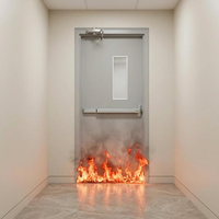Porte extérieure commerciale en acier homologuée UL, 90 minutes, avec âme en panneau de perlite, porte de sortie métallique creuse, barre anti-panique et kit de serrure