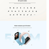 Version internationale Mi Band 8 Active, écran LCD couleur 1,47\", fonctionne sous Android, étanche IP68, bracelet intelligent sportif Mi