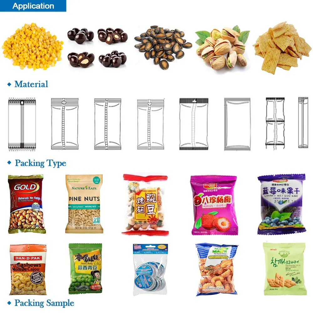 Automatic Weighing Filling Nitrogen Snacks Popcorn Packaging Machine VFFS Plantain Potato Chips Vertical Packing Machine Price