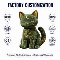 Peluche personnalisée en forme de chat, jouet en peluche brodé OEM, motif lune et étoile, certifiée CE EN71 ASTM, vente en gros d'usine pour cadeau d'enfant