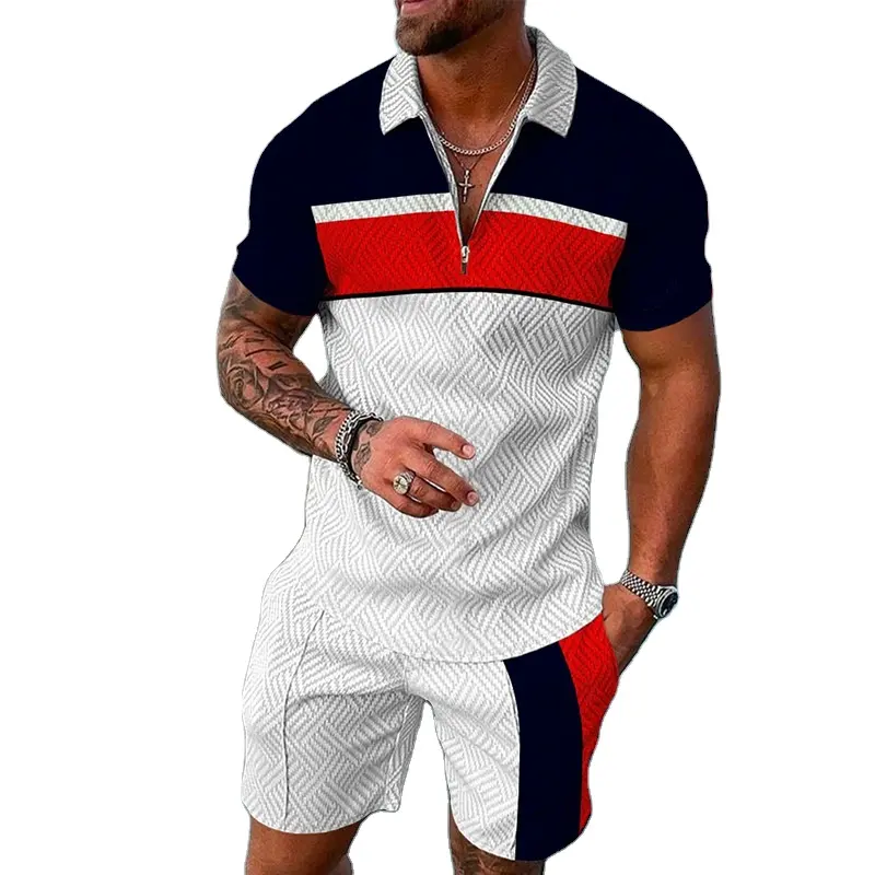 Wholesale 2023 New Designer Custom 20 Color Summer Polyester Jogging Sportswear Gym Shorts 2 Piece Shorts Men's T-shirt Set