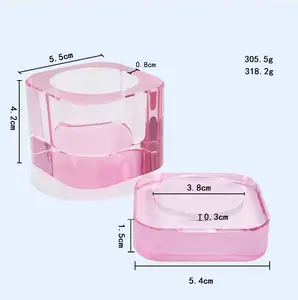 Nail Liquid Cup Monomer Square Crystal Nail Dappen Dish Pink Dappen Dish Nails Glass Dappen Dish With Lid