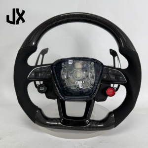 Volante Deportivo de Cuero y Fibra de Carbono Mejorado con Paletas de Cambio LED para <span class=keywords><strong>Audi</strong></span> A7 S7 RS7 RS6 A6 S6 C8, Personalizado en Gamuza - Product Image 2