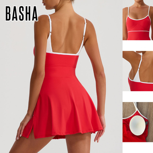 ブラジャーパッド内蔵テニススカート調整可能ストラックスカートバックサポートハイウエストアスレチックプリーツスコート女性スポーツウェア - Product Image 3