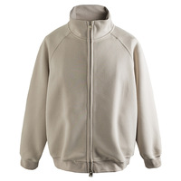 Nouveau Manteau d'hiver gris à col rond et fermeture éclair pour homme, style décontracté, lavage enzymatique, 100 % coton, coupe-vent, chemise de travail style baseball