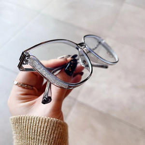 Montures de lunettes Qianai Cat Eye Tr90, monture complète, anti-lumière bleue, pour femmes, design irrégulier, verres PC - Product Image 3