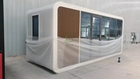 Cabane préfabriquée modulaire en acier, isolée et imperméable, en forme de pomme, design rustique, pour camping, hôtel, villa.