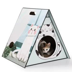 Toptan en çok satan katlanabilir kedi için karton tırmalama oyuncağı ev, kedi Scratcher kurulu