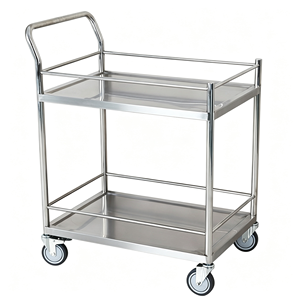 Chariot de service mobile à 3 niveaux en acier inoxydable avec roues, chariot de cuisine robuste pour restaurant - Product Image 2