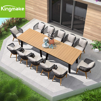 Ensemble de tables de salle à manger de jardin populaires, 10 places, meubles en teck avec cordes, tables d'extérieur