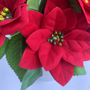 LED luminescente cinese rosso <span class=keywords><strong>Poinsettia</strong></span> <span class=keywords><strong>Bonsai</strong></span> vetrato da soggiorno Desktop luce notturna simulazione pianta in vaso verde transfrontaliera - Product Image 3