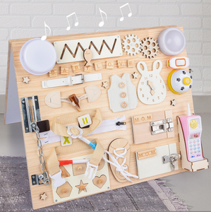 Puzzle per bambini strumenti <span class=keywords><strong>didattici</strong></span> per educazione precoce Montessori sblocca tavolo da disegno multifunzionale in legno per bambini - Product Image 3