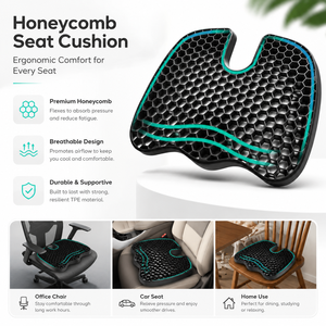 Coussin de siège rafraîchissant en silicone en forme de U pour l'extérieur, confortable et épaissi, pour voiture, moto, méditation et sièges auto - Product Image 1