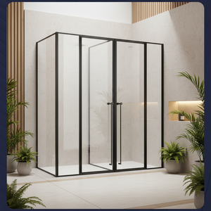 Porte <span class=keywords><strong>de</strong></span> douche coulissante ultra-étroite minimaliste en acier inoxydable 304 avec verre trempé et film anti-explosion – Design minimaliste moderne pour - Product Image 2