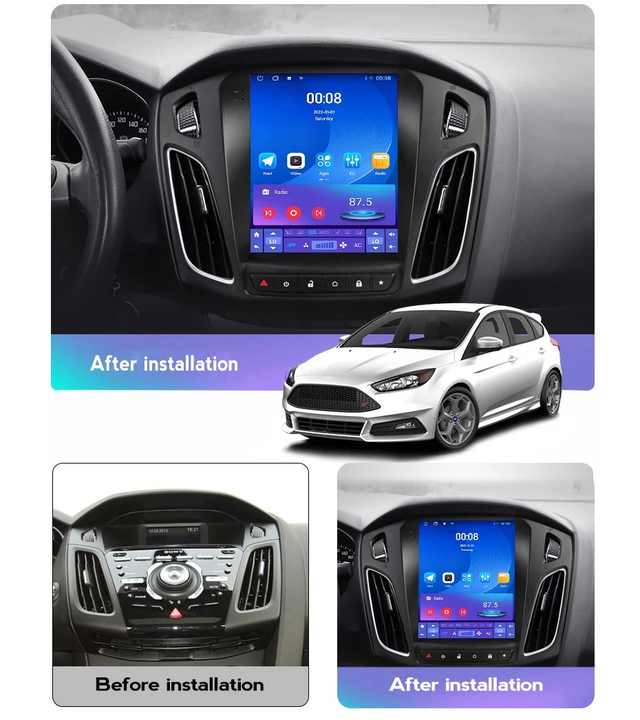 Gerllis Tesla Style Android Car Dvd Player Gps Navigation System for Ford Focus 2012 2013 2014 2015