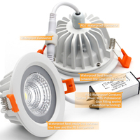 Spot encastré de plafond LED COB anti-éblouissement rond étanche IP65 5W 7W 12W 15W pour hôtel, toilettes, sauna, salle de bain