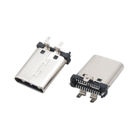 Connecteur de charge rapide USB Type-C 24 broches vertical droit, USB Type B en cuivre 3A