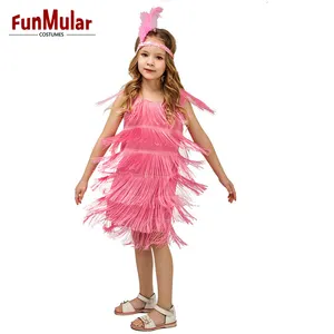 Funmulaire Latin Dance Dress Dancewear Pailletten Franje Jurk Moderne Ballroom Cha Cha Dancer Outfits Voor Meisjes