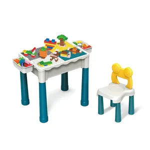 Tavolo da costruzione 50 pezzi blocchi di plastica tavolo da gioco tavolo da apprendimento Set blocchi lego mobili giocattolo medi