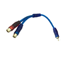 Câble d'extension RCA bleu 1 mâle vers 2 femelles, cordon répartiteur audio plaqué or pour haut-parleur, amplificateur, DVD
