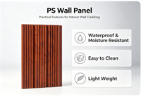 Panneaux muraux PS en bois brun rainuré de haute qualité pour la décoration intérieure de la maison, de l'hôtel, du hall, de la chambre et du salon - Vente chaude