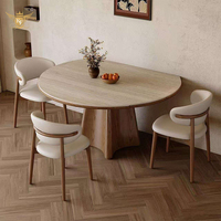 Ensembles de tables à manger de style moderne, rondes, en pierre et en bois, avec 4 chaises pour la salle à manger, décoration de restaurant