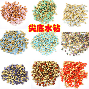 เพชรแก้วทรงกลมหลากสีปลายแหลมสำหรับตกแต่งเล็บ DIY เครื่องประดับตกแต่งวิบวับ - Product Image 1