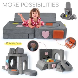 Juego de Sofás Modulares para Niños de 16 Piezas, Sofá Infantil de Felpa Multifuncional Convertible para Muebles de Juego para Niños Pequeños - Product Image 5