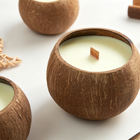 Bougie en Coque de Noix de Coco Biologique, Écologique, en Cire de Soja Naturelle, avec Mèche en Bois, Faite à la Main, Aromathérapie, Vente en Gros, Personnalisable