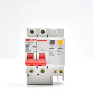 DELIXI RCBO Fire Retardant Material 2 Pole Electrical Circuit Breakers AC Residual Current Operated Breakers