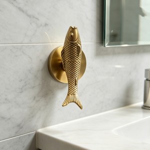 Mori Beef Crochet mural décoratif en forme de carpe, doré, pour salle de bain et toilettes, style européen - Product Image 1