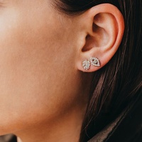Boucles d'oreilles fantaisie en forme de feuille de monstera, bijoux féminins, en argent Sterling 925, à la mode