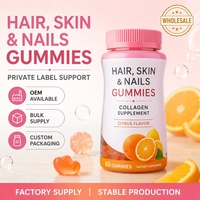 Gomitas de Biotina Multivitamínicas de Marca Privada para el Cabello, la Piel y las Uñas, Gomitas de Colágeno de Belleza con Sabor a Fresa para Mujeres Adultas, 60 Unidades