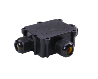 Boîtier de jonction électrique extérieur étanche IP68 en T à 3 voies (1 entrée, 2 sorties) en PC/Nylon, 24A 450VAC, noir, certifié CE