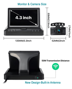 Không Dây Sao Lưu Máy Ảnh Giấy Phép Tấm Với 4.3 Inch Xe Màn Hình Có Thể Gập Lại Màn Hình Tầm Nhìn Ban Đêm Không Thấm Nước 12V Cho Xe SUV RV Van - Product Image 6