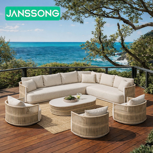 Set Divano Moderno a L in <span class=keywords><strong>Alluminio</strong></span>, Arredamento da <span class=keywords><strong>Esterno</strong></span> in Metallo, Divano da Giardino per Hotel, Set da Giardino per Villa e Resort, Mobili da Patio per Resort e Villa - Product Image 1