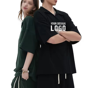 T-shirt pour homme décontracté d'été, ample, respirant, à col rabattu, avec poche, logo personnalisé, épaules tombantes, surdimensionné - Product Image 6