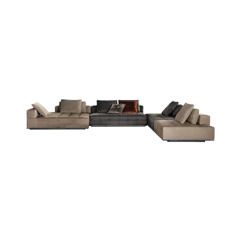 Sofá-cama modular de luxo moderno nórdico para sala de estar, sofá-cama modular tufado em couro, sofá-cama de alta qualidade, mais vendido