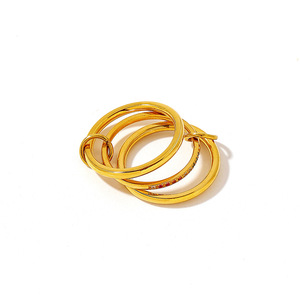 Bague en acier inoxydable plaqué or 18 carats, trois couches de zircon coloré, design géométrique, bijoux unisexe, cadeau - Product Image 5