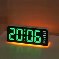 Reloj Despertador Digital LED Grande con Luz Ambiental, Visualización de Fecha y Semana, Función de Repetición, Reloj de Escritorio Moderno para Dormitorio u Oficina