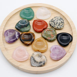 40mm Naturstein Kristall Achat Herzförmiger Vergiss mein nicht Stein Daumen Stein Andere Kristall Handwerk - Product Image 1