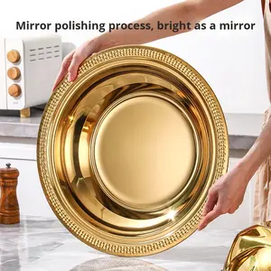 Ensemble de plats à steak en acier inoxydable avec couvercle en dôme, plat de service pour la restauration hôtelière, plat rond pour la <span class=keywords><strong>livraison</strong></span> - Product Image 3