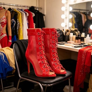 Zapatos de Baile Latinos Rojos de 9.5cm con Tacón, Punta Abierta, para Salón de Baile, Swing, Jazz, <span class=keywords><strong>Bachata</strong></span>, para Mujer - Product Image 2