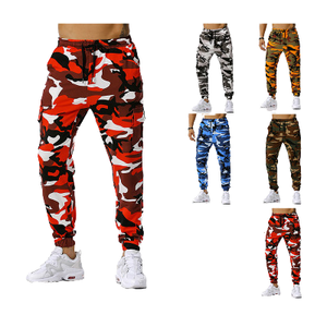 Pantalon cargo camouflage décontracté pour homme, printemps automne, jogging d'entraînement, taille élastique, multi-poches, cordon de serrage, polyester - Product Image 2