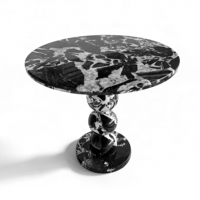 Table basse ronde moderne de luxe en marbre noir poli pour salon, mobilier de villa, chambre, salle à manger, hôtel