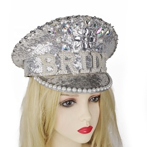Manwu Chapeaux de festival d'anniversaire de luxe unisexes personnalisés avec incrustation de diamants chauds Chapeau à paillettes de capitaine et de sergent pour la fête - Product Image 3