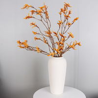Branche de fleur artificielle en mousse faite à la main, branche sèche, feuillage d'automne orange, tige pour vase, décoration florale pour la maison, la ferme ou un mariage