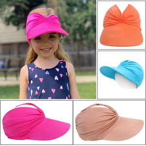 Sombrero de Sol de Verano para Niñas, Gorra de Playa con Cola de Caballo, Gorra de Secado Rápido con Visera para Niños, Protección UV - Product Image 1