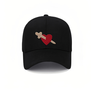 หมวกเย็บติด PVC 5แผงมีสไตล์พร้อมรูปหัวใจผ้าแคนวาสปักยางรูปหัวใจ - Product Image 3