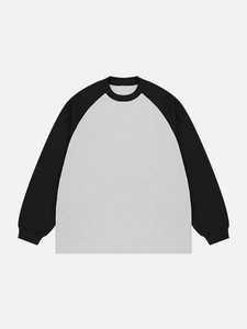เสื้อยืดแขนยาวผู้ชาย ผ้าคอตตอนถักน้ำหนัก 300 กรัม ทรงแร็กแลน คอโอ ทรงปกติ สีบล็อก ลำลอง - Product Image 3